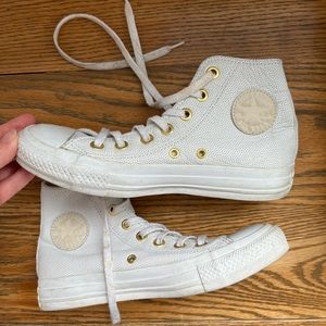 White leather converse high tops